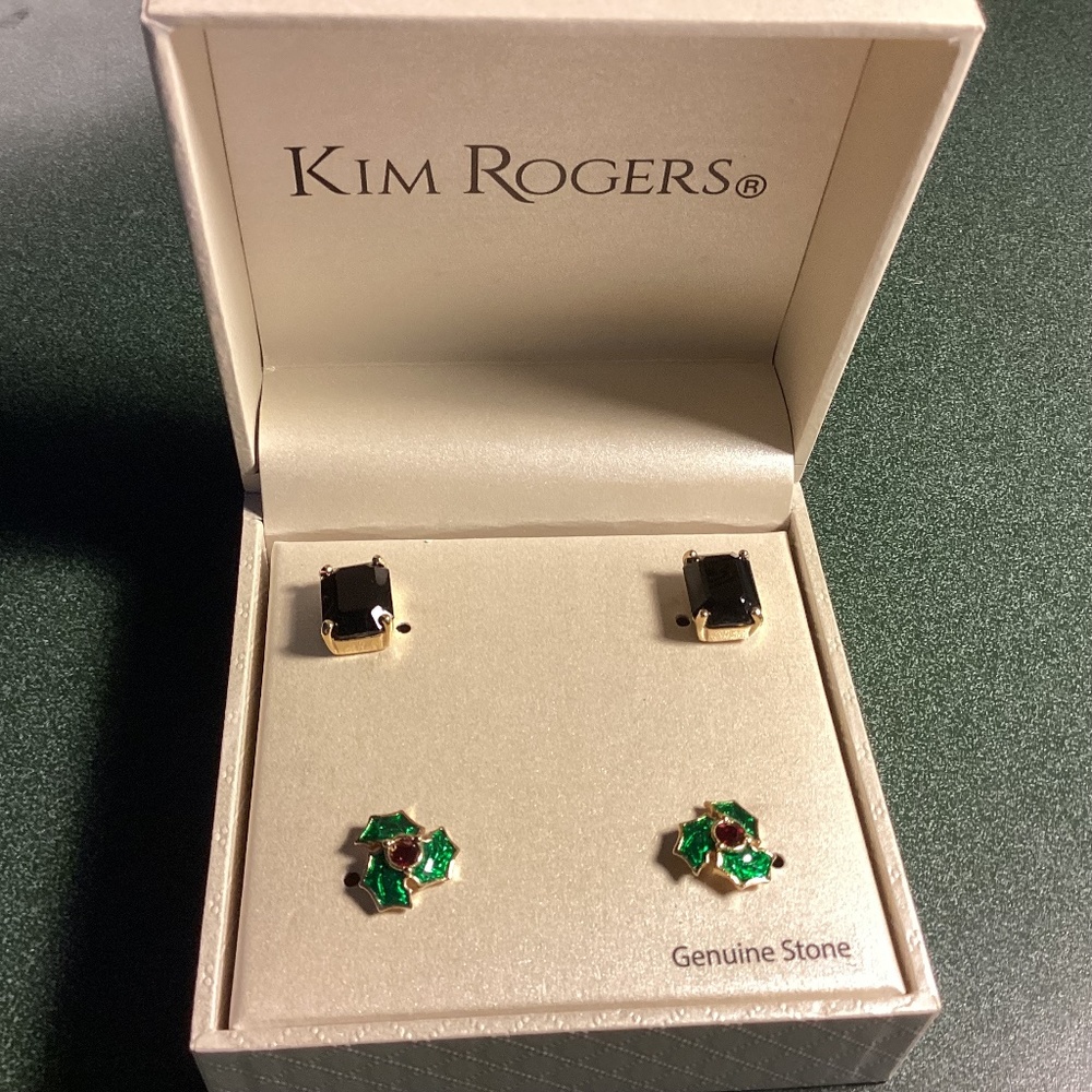 Kim Rogers 2 pairs of Earrings genuine stone NWT/NIB